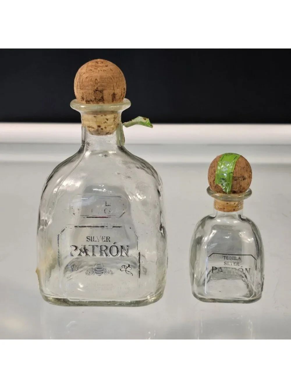2 Empty Bottles With Corks Patron Silver Tequila 2 Empty Bottles With Corks